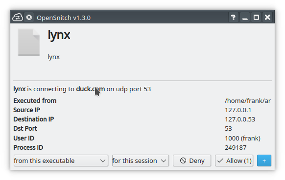 OpenSnitch firewall network traffic